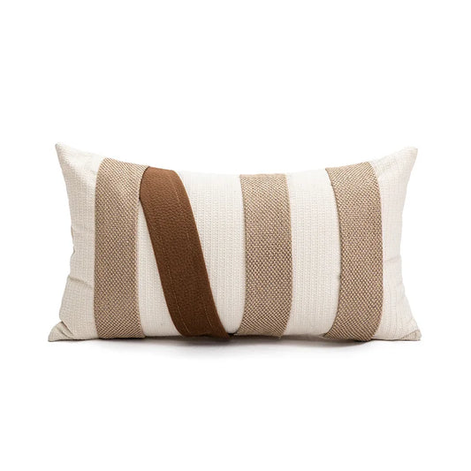 Cream Beige Brown Coffee Throw Pillow Case with Stripes