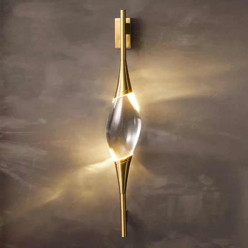 Elegante Shuttle Crystal Kupfer Wandlampe