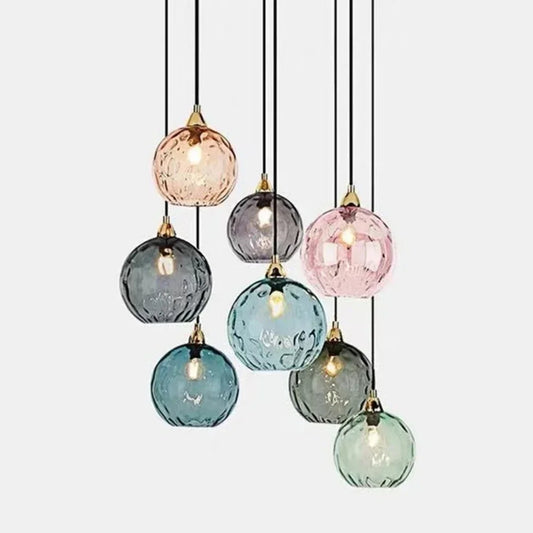 Chic Fluted Glass Globe Pendant Lights over Kitchen Island