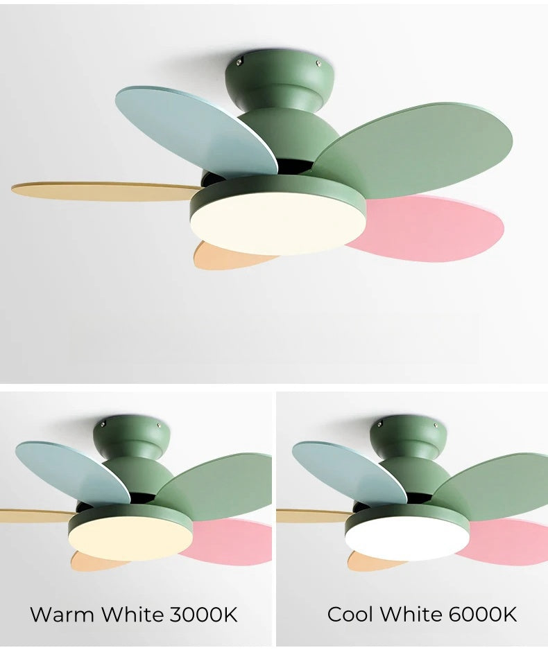 Remote-Controlled Colorful Chandelier Fan for Kids' Bedrooms