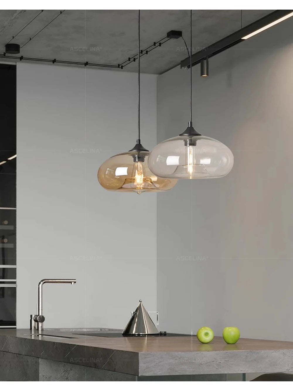 Simple Pure Oval Glass Pendant Lights