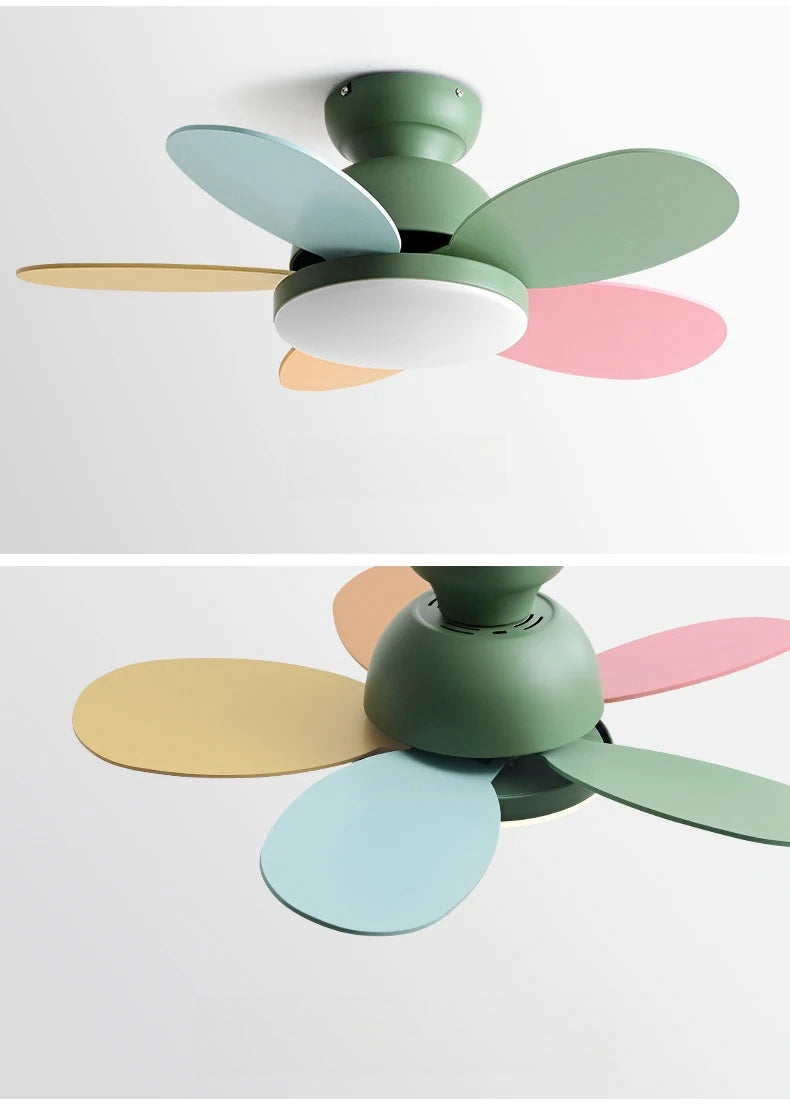 Remote-Controlled Colorful Chandelier Fan for Kids' Bedrooms