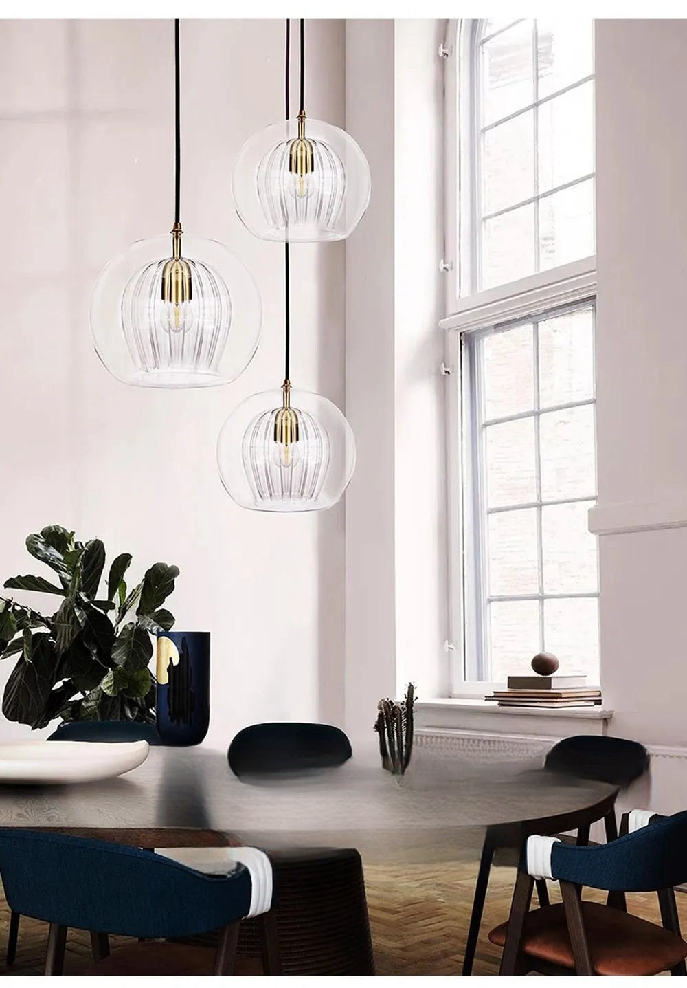 Pristine Dome Liner Glass Pendant Lights