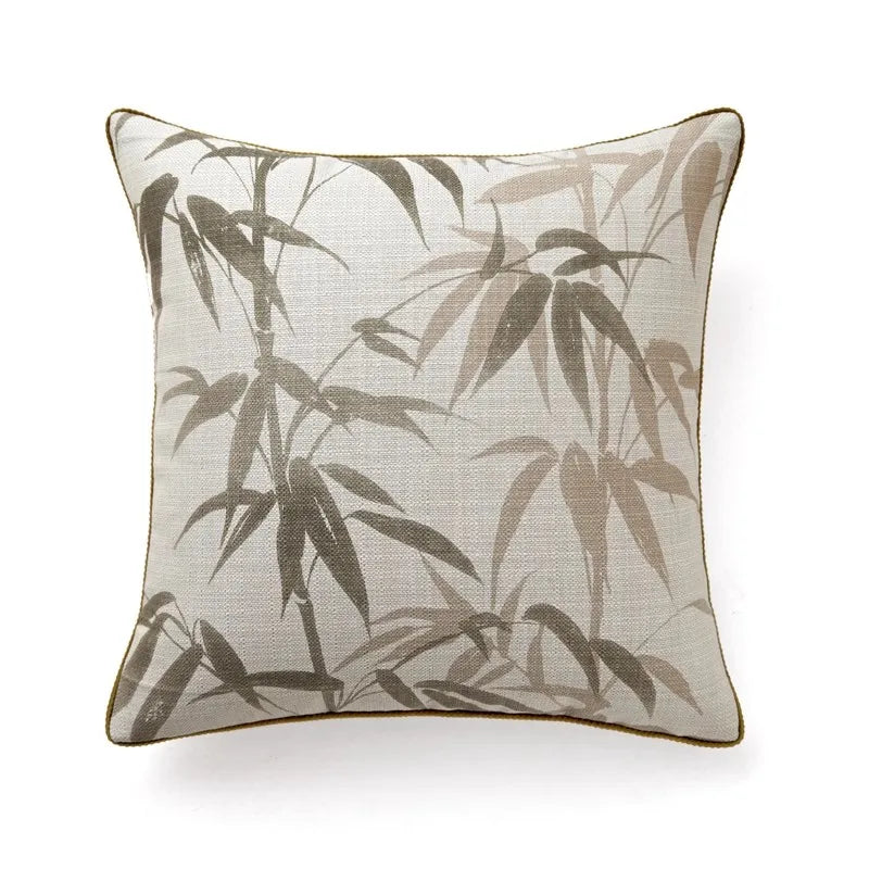 Abstract Bamboo Leaves Throw Pillow Case