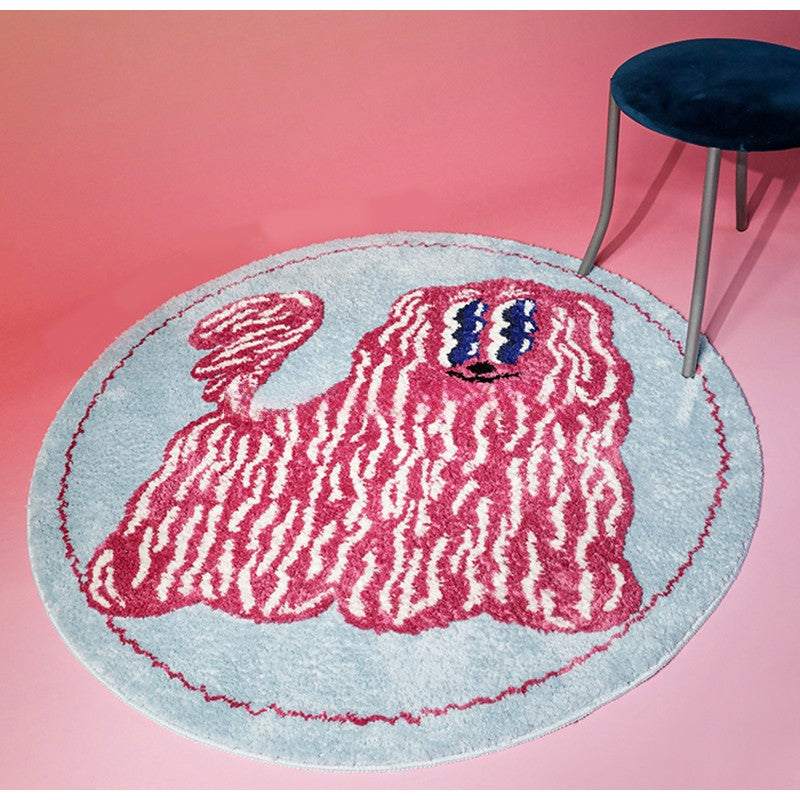 Retro Braid Dogs Ultra Soft Plush and Absorbent Tufted Circular Rugs