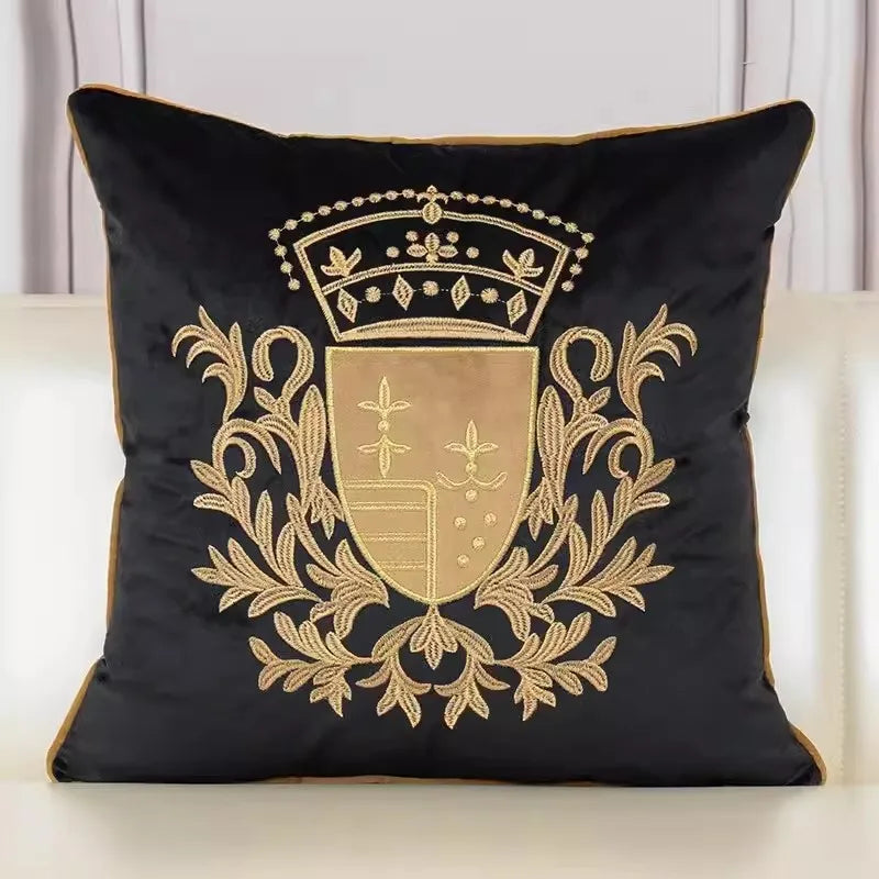 European Retro Gold Embroidered Throw Pillow Case