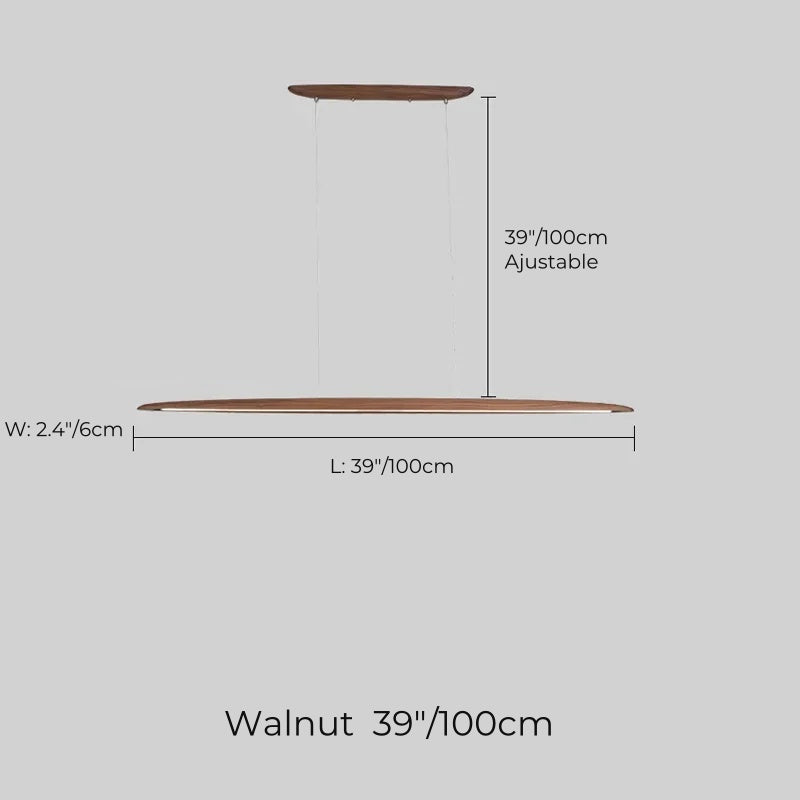 Lineare Pendelleuchte aus Naturholz