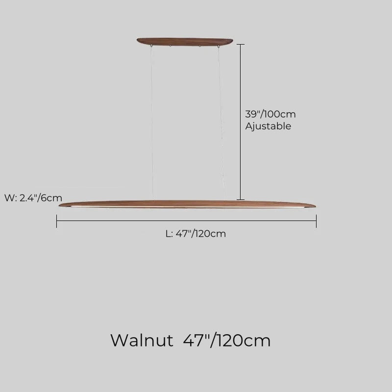 Lineare Pendelleuchte aus Naturholz