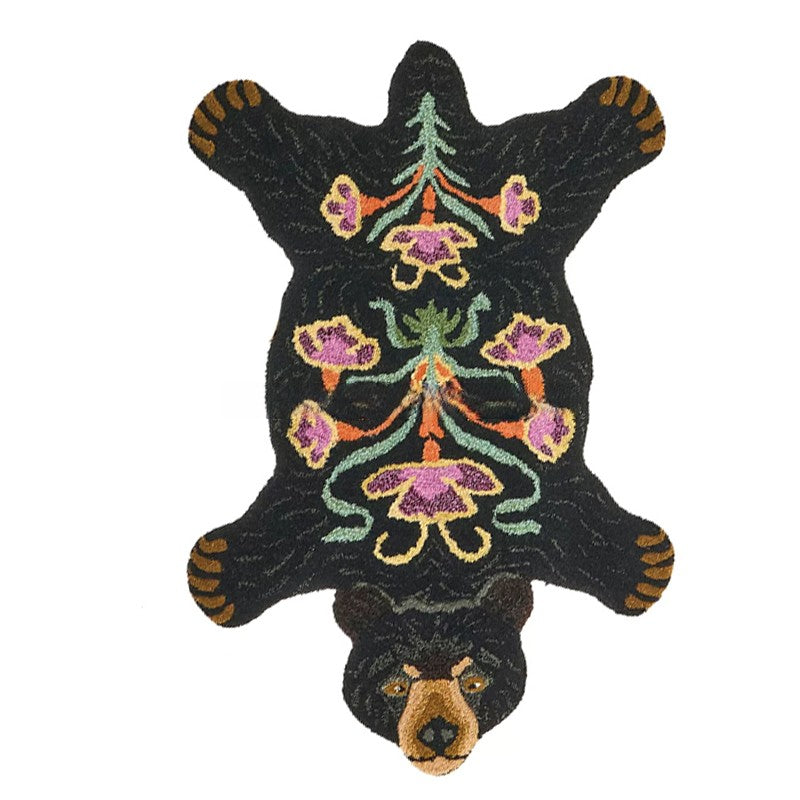 Black Bear Rug Animal Shaped Hand Tufted Rugs 80x120cm