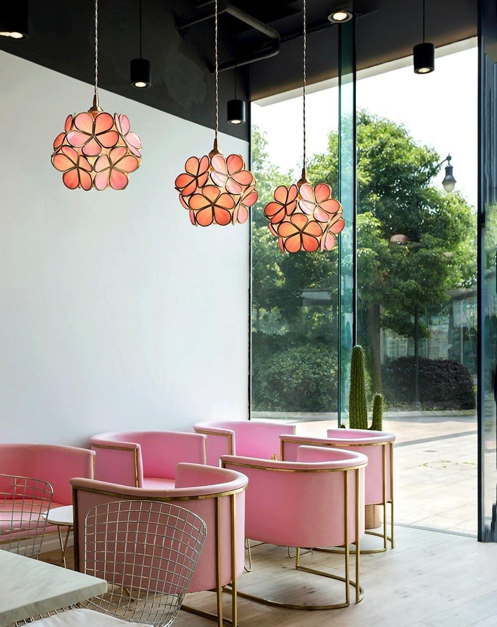 Glass Petal Pendant Light with Brass