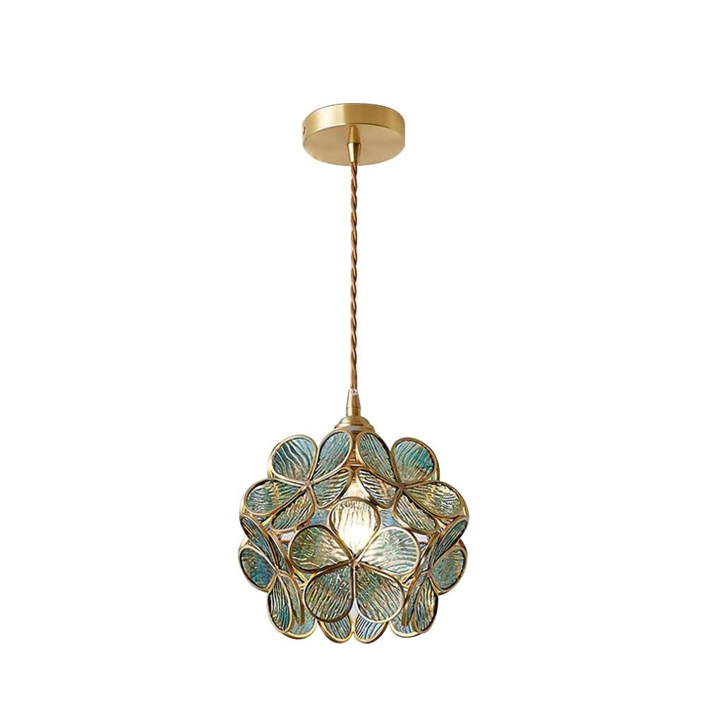 Glass Petal Brass Pendant Light