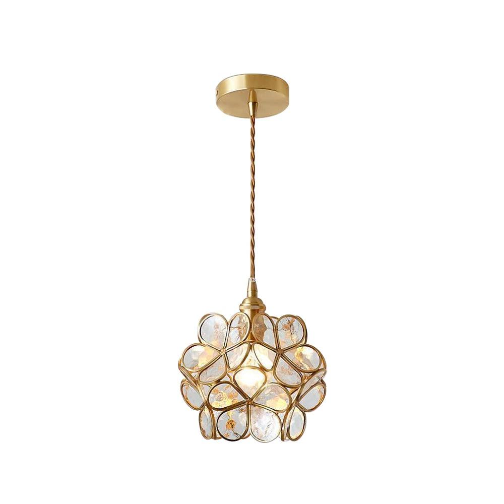 Glass Petal Brass Pendant Light