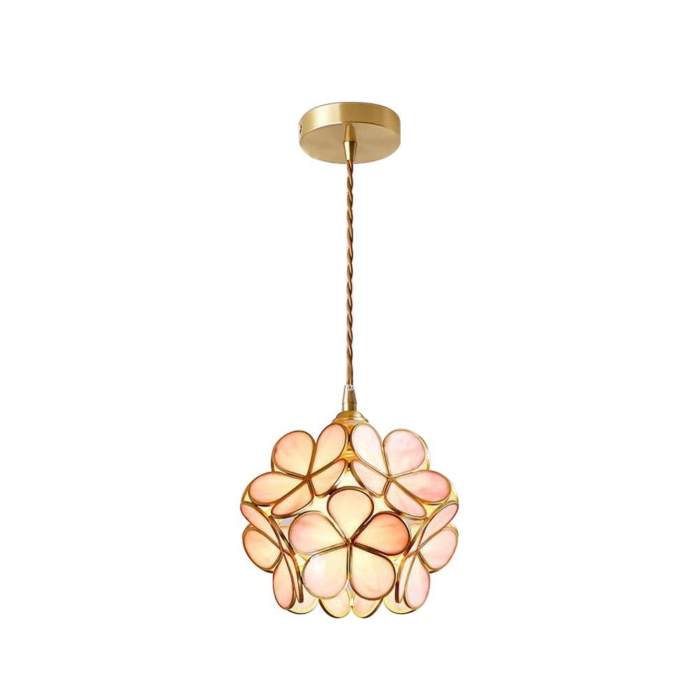 Glass Petal Brass Pendant Light