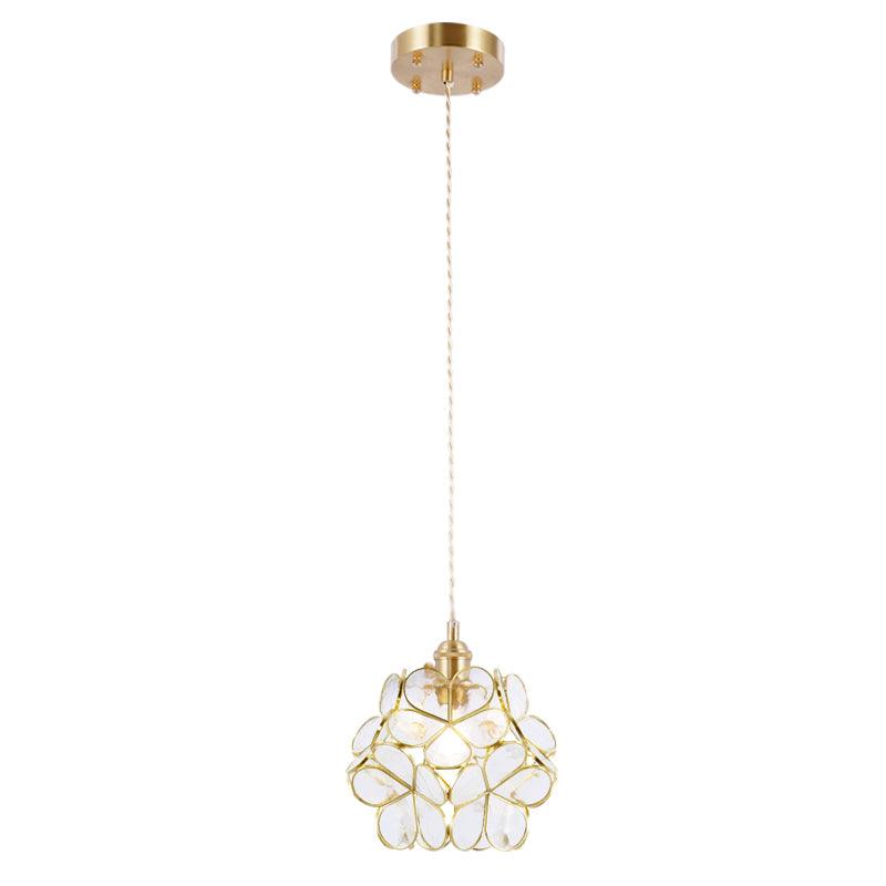 Glass Petal Brass Pendant Light