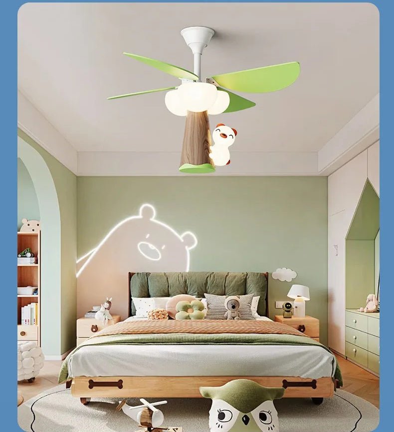 Whimsical Tree Chandelier with Fan & Remote for Child's Bedroom