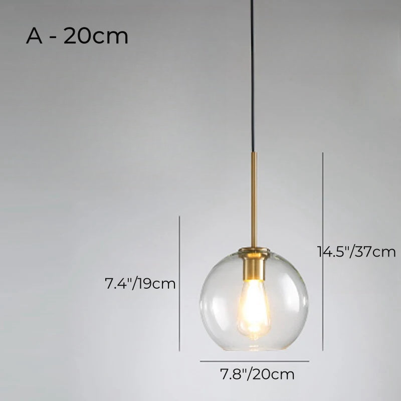 Nordic Simple Clear Glass Pendant Lights, Gold