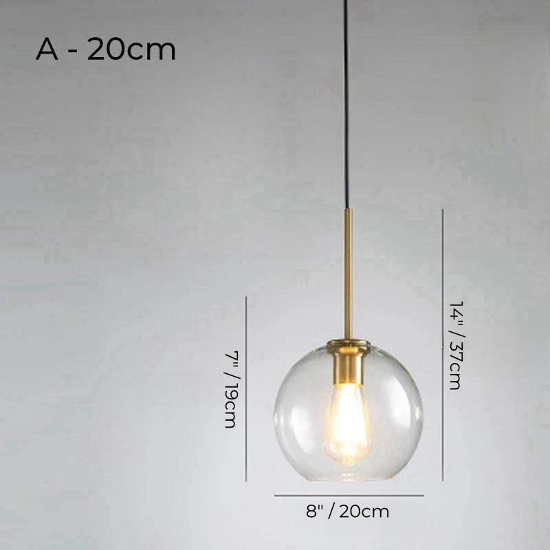 Nordic Simple Clear Glass Pendant Lights, Gold