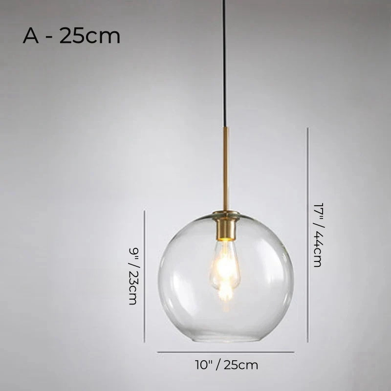 Nordic Simple Clear Glass Pendant Lights, Gold