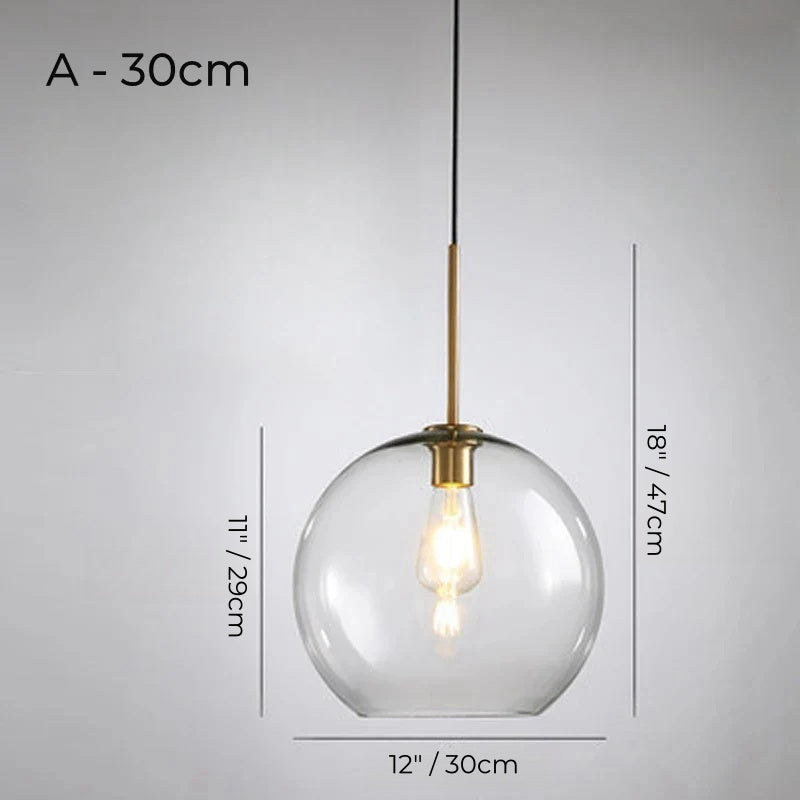 Nordic Simple Clear Glass Pendant Lights, Gold