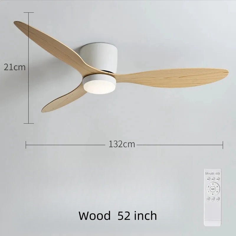 Low Ceiling Nordic Ceiling Fan Light - 52 Inches for Compact Spaces