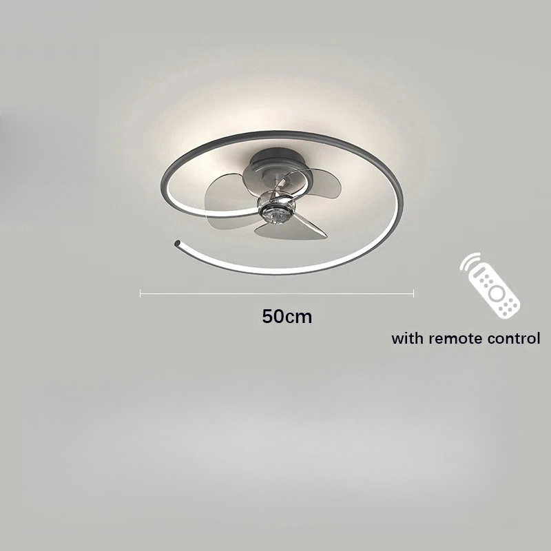 Moderner minimalistischer Deckenventilator mit LED-Kronleuchter und Fernbedienung 