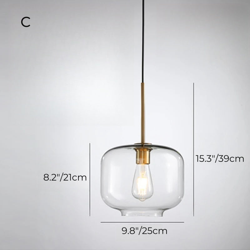 Nordic Simple Clear Glass Pendant Lights, Gold