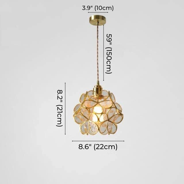 Glass Petal Brass Pendant Light