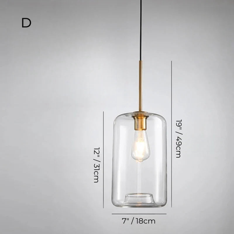 Nordic Simple Clear Glass Pendant Lights, Gold