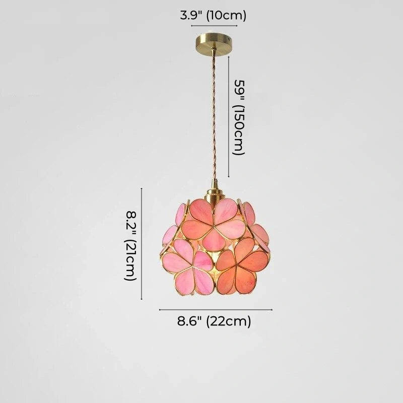 Glass Petal Brass Pendant Light