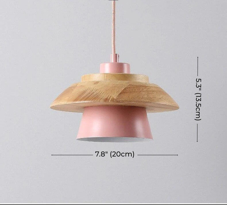 Vintage Macaron Holz Pendelleuchte