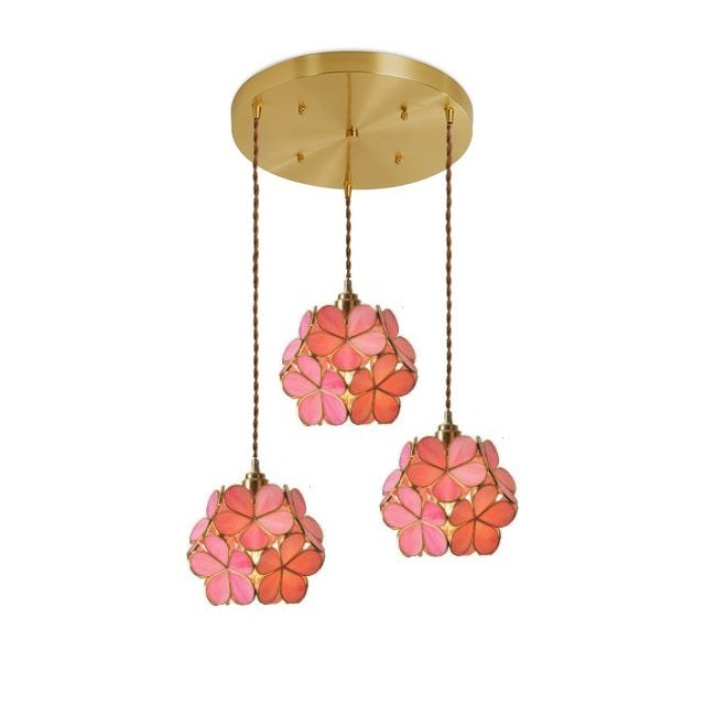 Glass Petal Brass Pendant Light