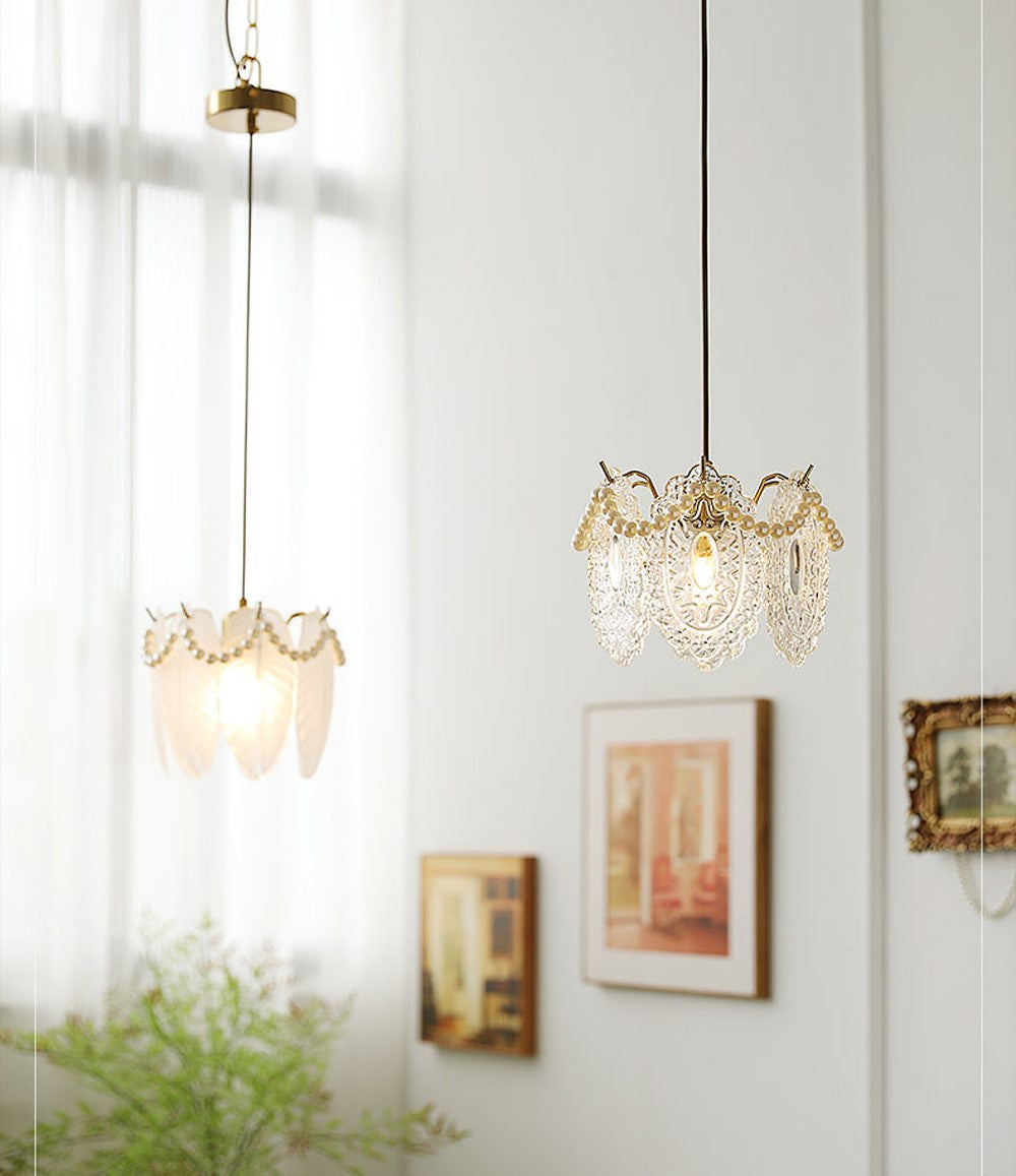 Elegant Floral Glass Pendant Light