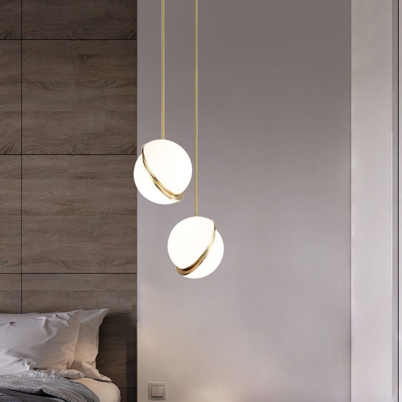 Glass Crescent Pendant Light, White