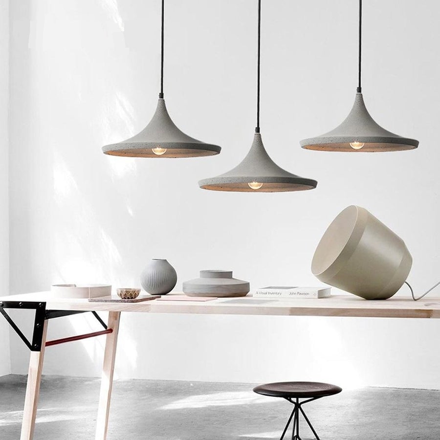 Modern Rustic Concrete Bell Pendant Light