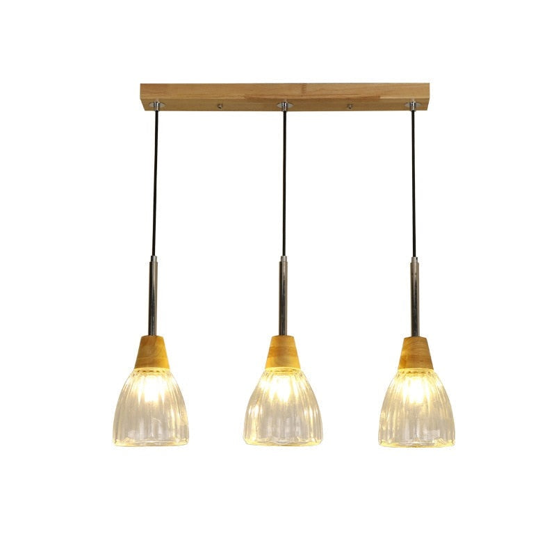 Japanese Wood Amber Glass Pendant Lights