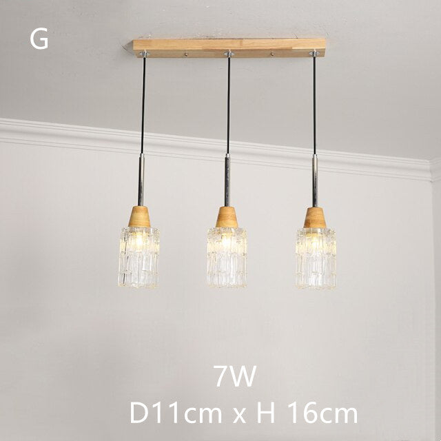 Japanese Wood Amber Glass Pendant Lights