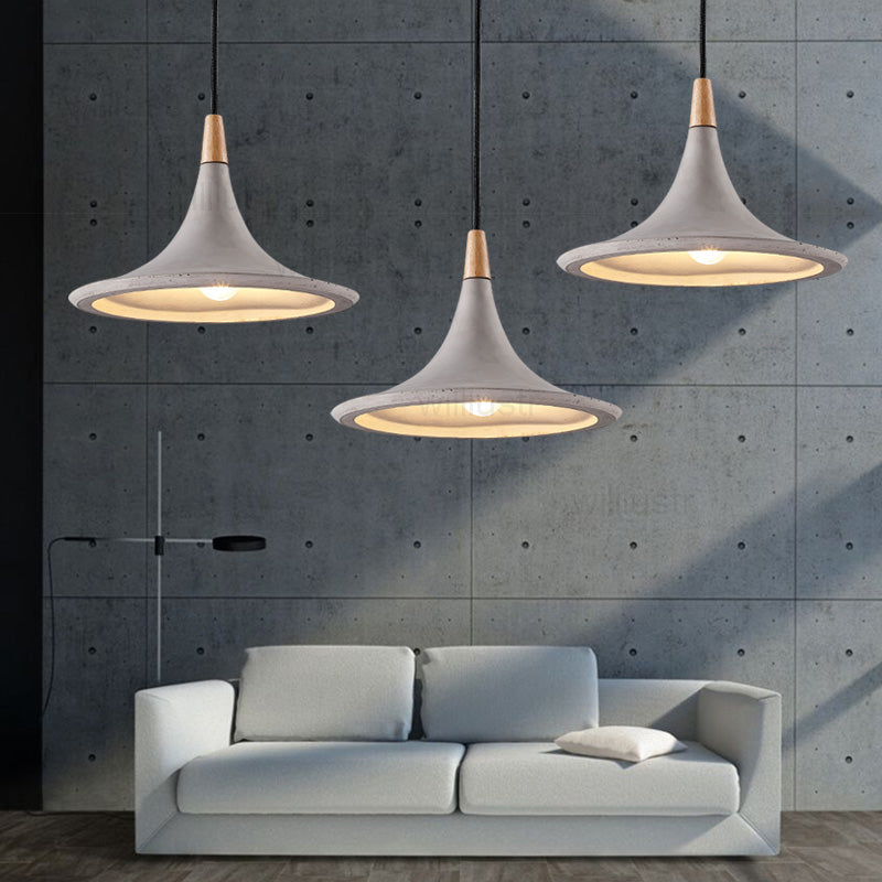 Modern Rustic Concrete Bell Pendant Light