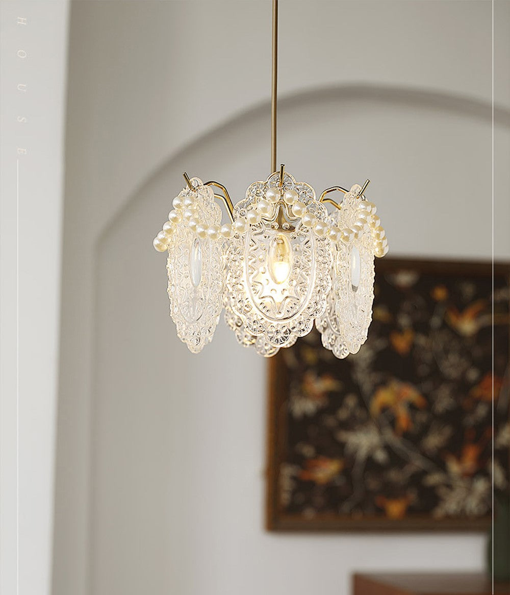 Elegant Floral Glass Pendant Light