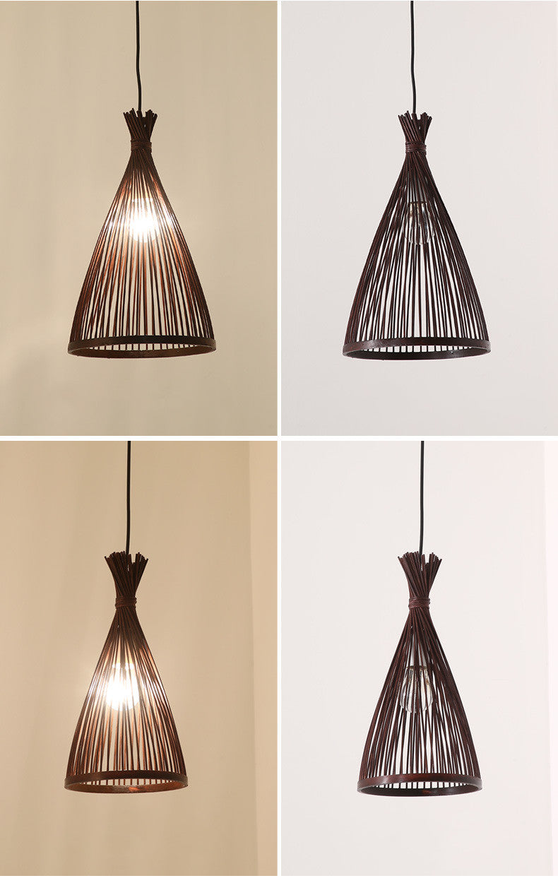 Japanese Bamboo Cone Rattan Pendant Light