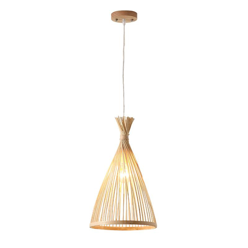 Japanese Bamboo Cone Rattan Pendant Light