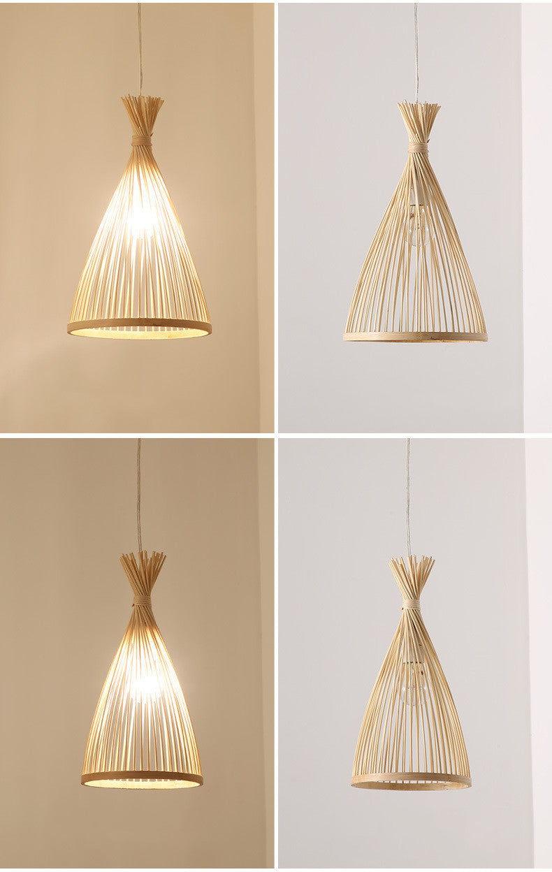 Japanese Bamboo Cone Rattan Pendant Light