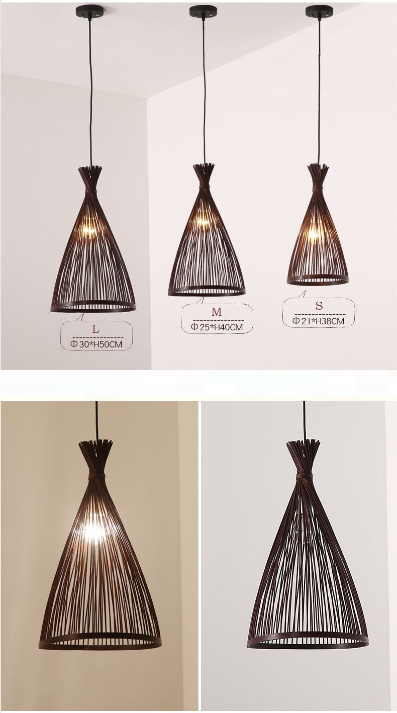 Japanese Bamboo Cone Rattan Pendant Light