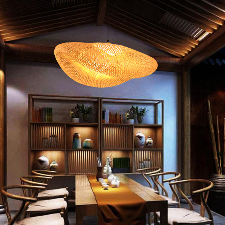 Japanese Vintage Bamboo Rattan Pendant Light