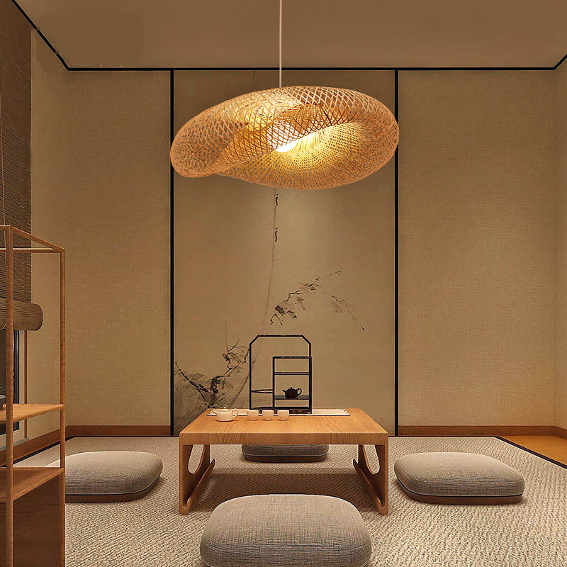 Japanese Vintage Bamboo Rattan Pendant Light