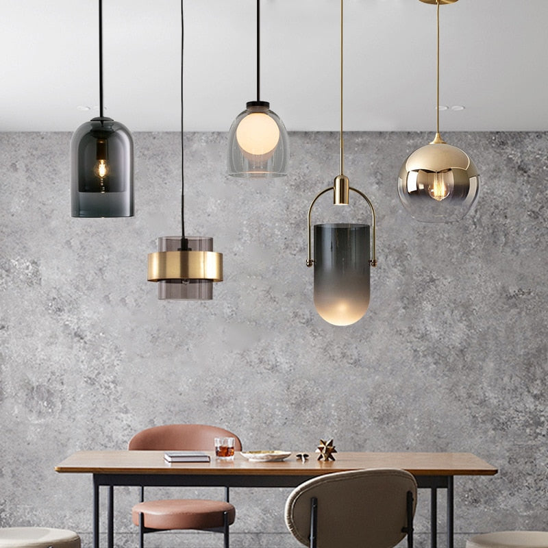 Nordic Smoky Grey Glass Pendant Lights