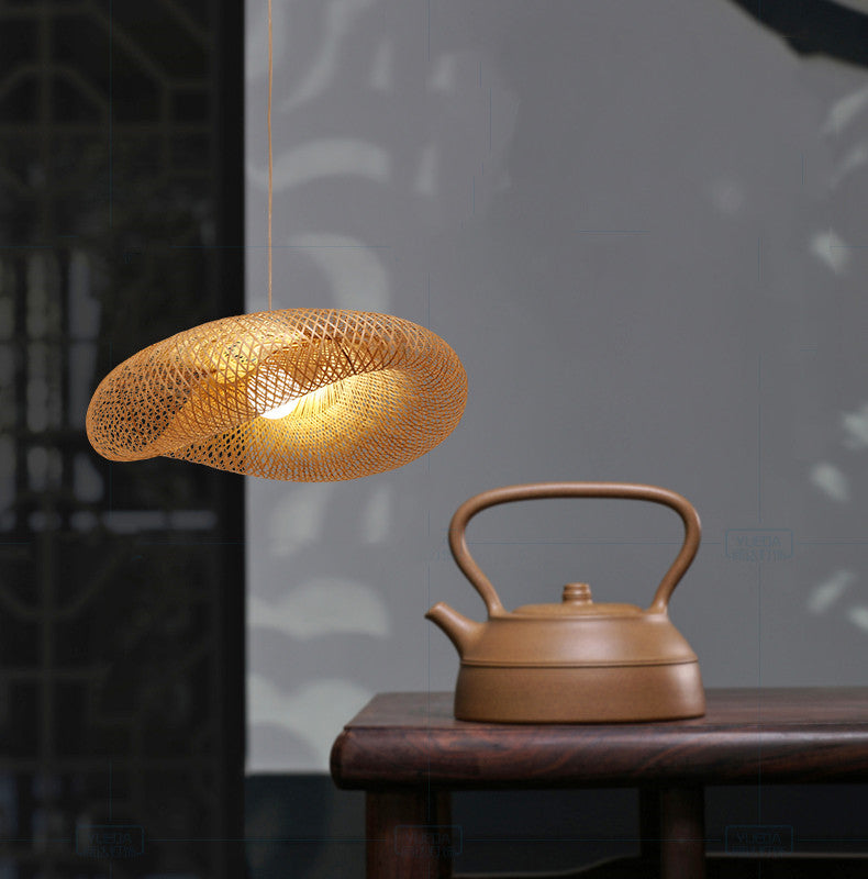 Japanese Vintage Bamboo Rattan Pendant Light