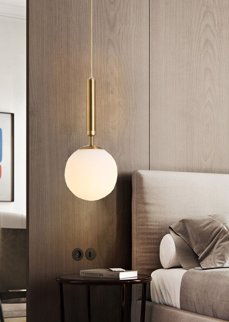 Single Frosted Globe Pendant Light Gold