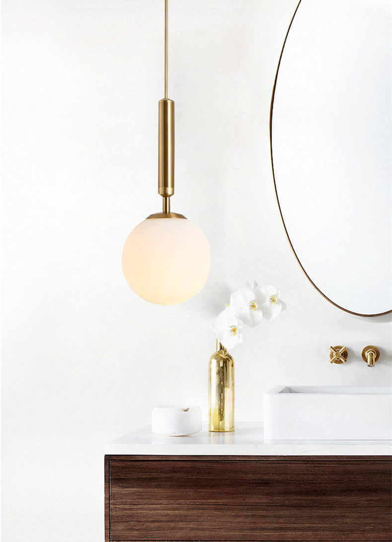 Single Frosted Globe Pendant Light Gold