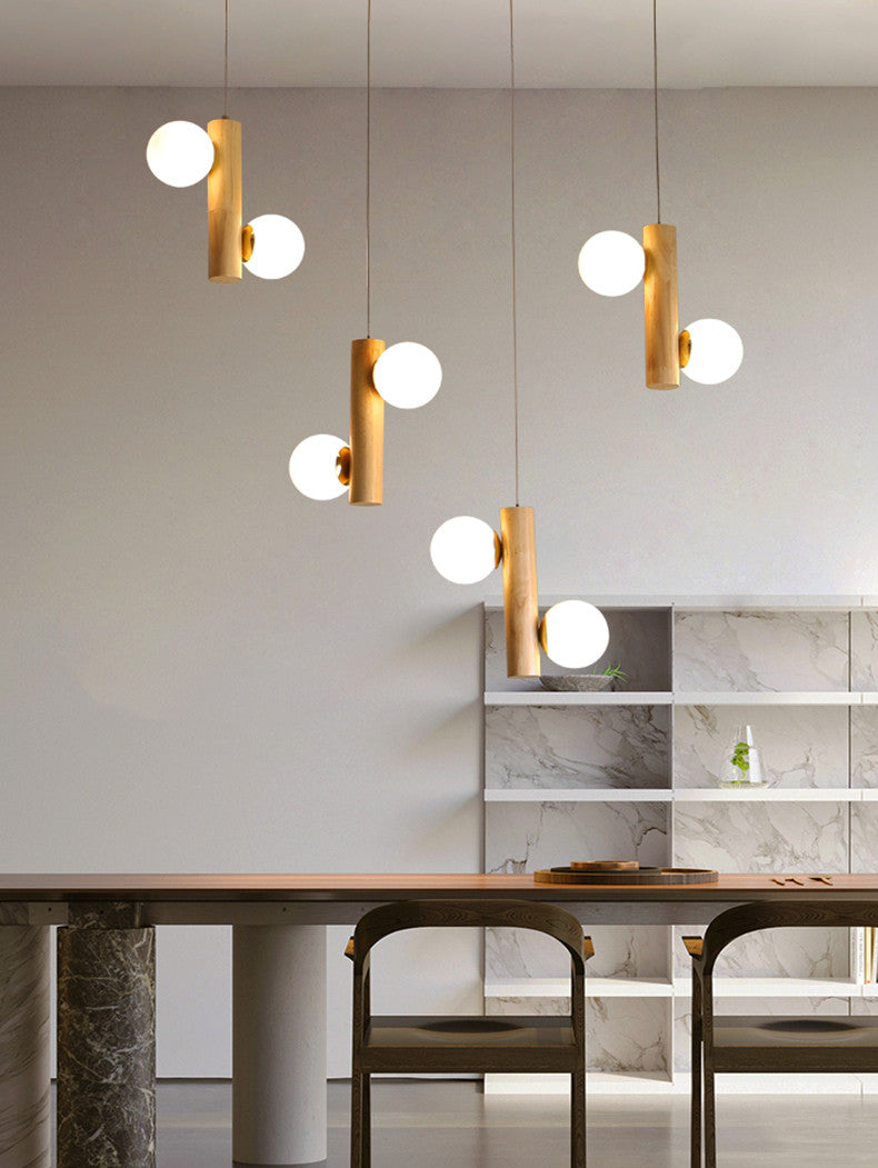 Nordic Cute Wood Glass Pendant Lights