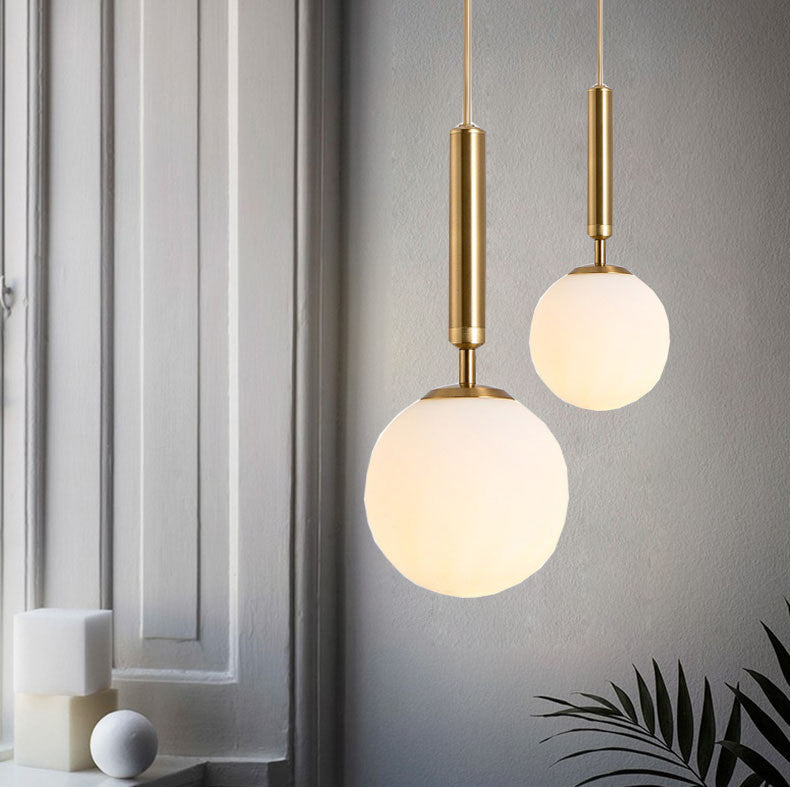 Single Frosted Globe Pendant Light Gold